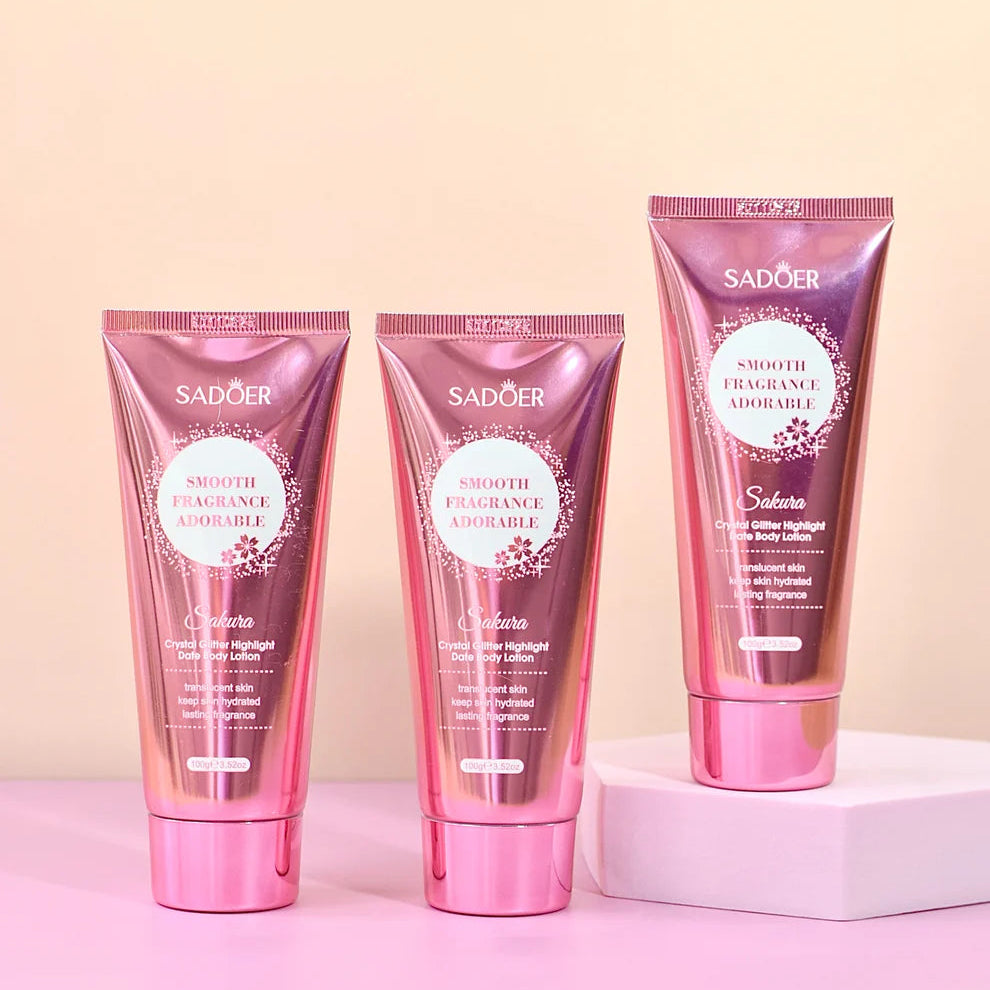 🌸✨ Crema Corporal con Destellos Sakura – SADOER (100 g)