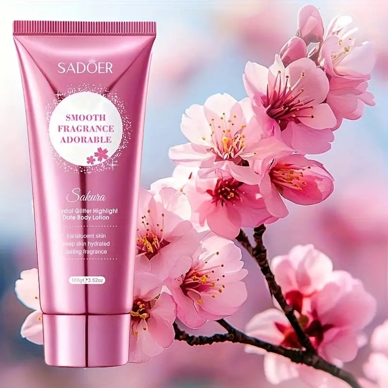 🌸✨ Crema Corporal con Destellos Sakura – SADOER (100 g)