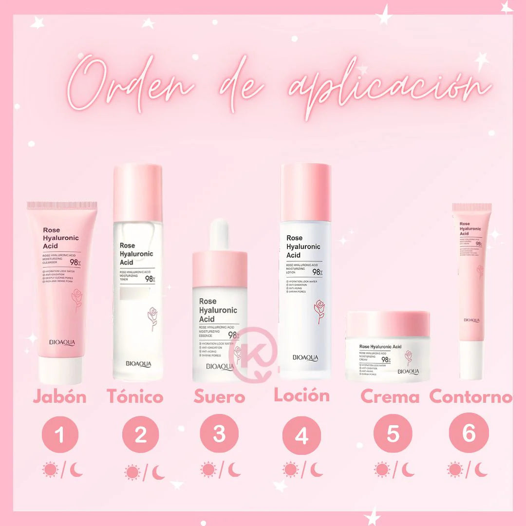 🌸✨ Combo Rosa – Ácido Hialurónico + Rosa (x6) · BIOAQUA